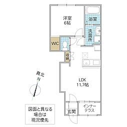 仮)那珂市菅谷字大木内新築アパート 102号室 1階1LDKの間取り