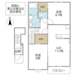 アジュールヴィラ2 2LDKの間取図画像
