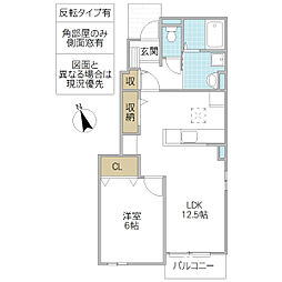フルミネンセA 1LDKの間取図画像