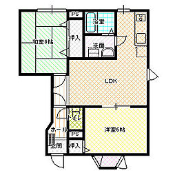 メゾンソレイユ2 2LDKの間取図画像