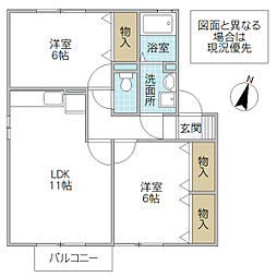 ウィルモアefuA 2LDKの間取図画像