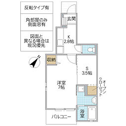 メゾンジュネス 1SKの間取図画像