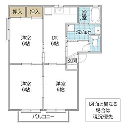 パークサイドリラE 3DKの間取図画像