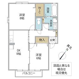 EASTPLAZAB 2DKの間取図画像