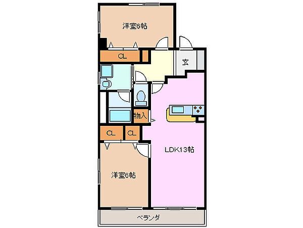 トレンティーノ 303｜三重県四日市市大矢知町(賃貸マンション2LDK・3階・64.88㎡)の写真 その2