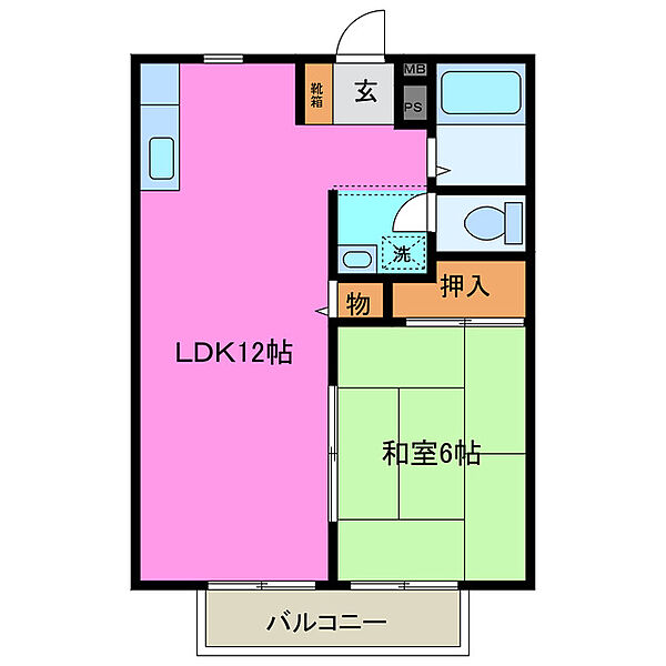 オルゴール 106｜三重県三重郡朝日町大字小向(賃貸アパート1LDK・1階・40.92㎡)の写真 その2