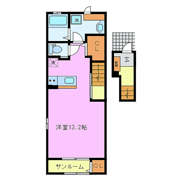 サンライズ川越　Ｂ 207｜三重県三重郡川越町大字南福崎(賃貸アパート1K・2階・40.74㎡)の写真 その2