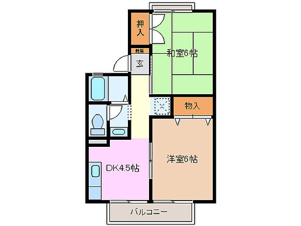 グリーンヒルズＢ棟 201｜三重県四日市市南富田町(賃貸アパート2DK・2階・42.60㎡)の写真 その2