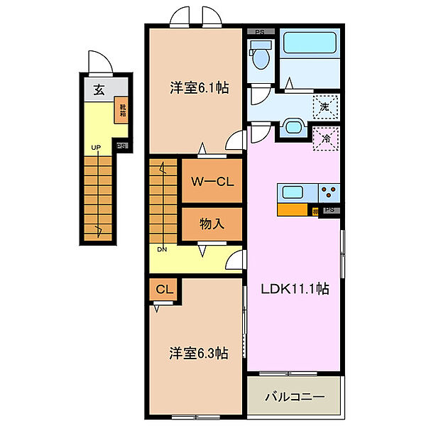 ミライズテラス川越　II 201｜三重県三重郡川越町大字当新田(賃貸アパート2LDK・2階・58.57㎡)の写真 その1