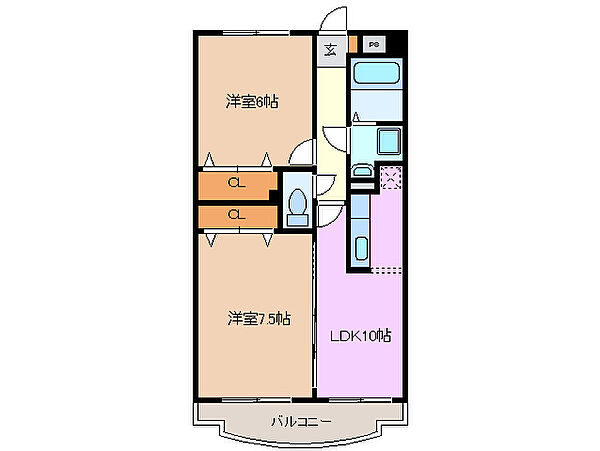 エステーラ 202｜三重県四日市市大矢知町(賃貸マンション2LDK・2階・50.88㎡)の写真 その2