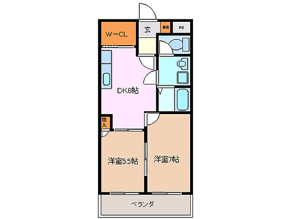 小杉町川崎様マンション 201｜三重県四日市市小杉町(賃貸マンション2DK・2階・45.45㎡)の写真 その2