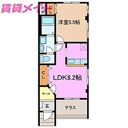 エクセレンス彩 1LDKの間取図画像