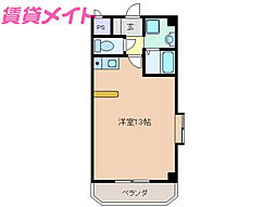 アーバンクレスト 3階ワンルームの間取り