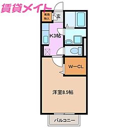 アリビオ里中 1Kの間取図画像