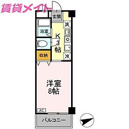 エスポワール生和 1Kの間取図画像