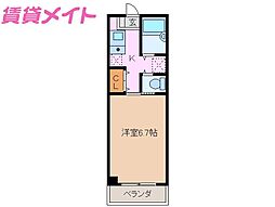 アーバンハイツ藤 1Kの間取図画像