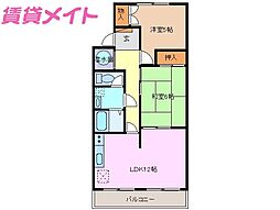 ドミール笹山 2LDKの間取図画像