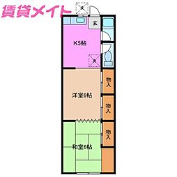 ナショナルアパート 2Kの間取図画像