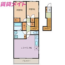メゾンアベリア 2LDKの間取図画像