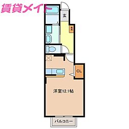 ヴィラサンフォレスト ワンルームの間取図画像