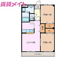 ステラ川越 2LDKの間取図画像