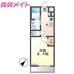 ピュアハウスかすみ 1Kの間取図画像