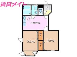 サンヒルズ生桑台1 2DKの間取図画像
