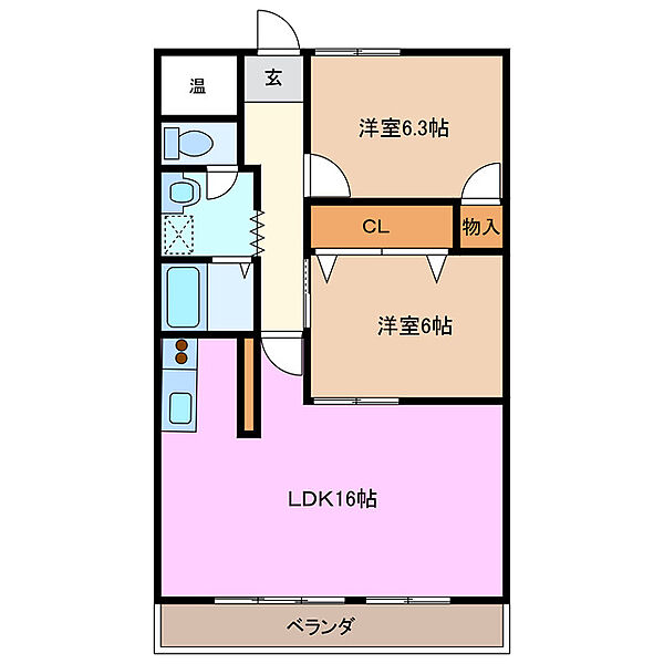 三重県桑名市大字江場(賃貸マンション2LDK・4階・62.37㎡)の写真 その2