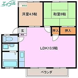 ラウンドトータス 2LDKの間取図画像