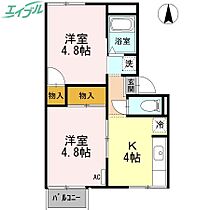 プレジール多度　M1  ｜ 三重県桑名市多度町小山（賃貸アパート2K・2階・32.75㎡） その2