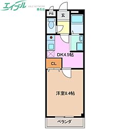 ブランシェ 1階1DKの間取り