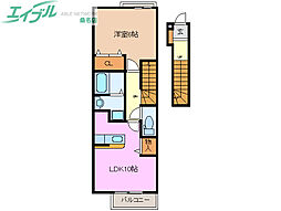 ポライトリー　II 2階1LDKの間取り