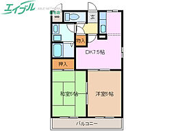 ピースハイツ 2DKの間取図画像