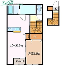 MYカメリア 1LDKの間取図画像