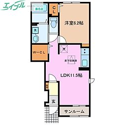 ラ・フォーレ七和 1LDKの間取図画像