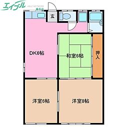和泉ハイツ 3DKの間取図画像