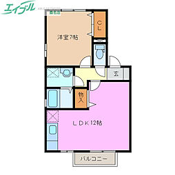 フローラ陽だまりの丘 1LDKの間取図画像