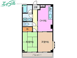 セゾン西別所 2DKの間取図画像