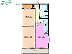 シャトレ桑名 2LDKの間取図画像