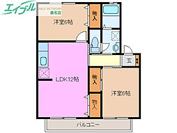 ウイング21C 2LDKの間取図画像