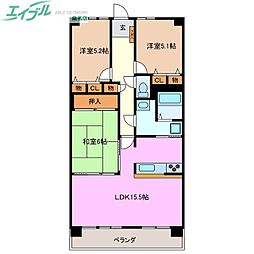 スペリア桑名二番館 3LDKの間取図画像