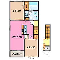 ライン　メゾン　II 201 ｜ 三重県桑名市長島町鎌ケ地（賃貸アパート2LDK・2階・59.55㎡） その2