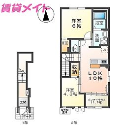 シルフィード筒尾 2LDKの間取図画像