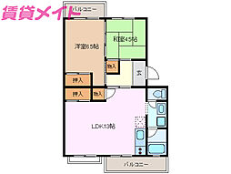 コーポ水谷 2LDKの間取図画像