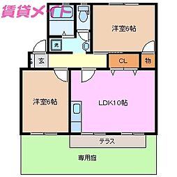 セレーノB 2LDKの間取図画像