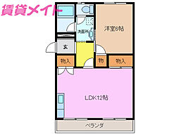 メゾンくわなM-1 1LDKの間取図画像