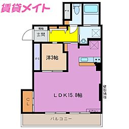 トーカイハイツ 1LDKの間取図画像