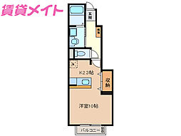 ベルファミーユ2 1Kの間取図画像