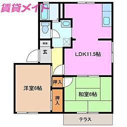 K・ポイントB 2LDKの間取図画像