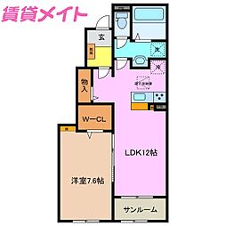ベルフィオーレ 1LDKの間取図画像